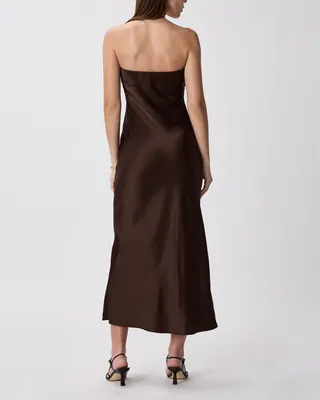 Quince Quince | Women's Strapless Midi Dress in Hot Fudge — Women Autumn chocolate Midi Dresses