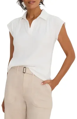 NIC+ZOE NIC+ZOE Coastal Crinkle Cotton Blend Top in Paper White — Women Winter white Tops