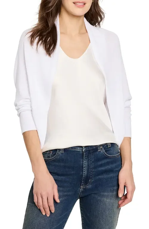 NIC+ZOE NIC+ZOE Cotton Blend Shrug Cardigan in Paper White — Women Winter white Tops
