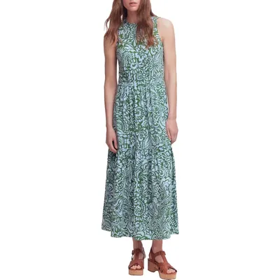 Boden Boden Camalie Tiered Jersey Maxi Dress in Courtyard, Elaborate Gardenia in Courtyard/ Elaborate Gardenia — Women Spring green Dresses