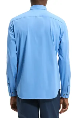 Theory Theory Sylvain ND Structure Knit Button-Up Shirt in Crisp Blue - 2Qk — Men Summer blue Tops