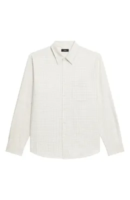 Theory Theory Weekend Woods Check Cotton Button-Up Shirt in Winter Ivory Multi — Men Winter ivory Tops