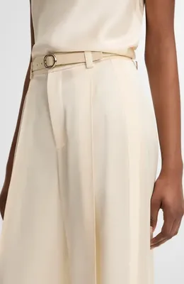 Vince Vince Pleated High Waist Satin Pants in Flax — Women Spring ivory Pants