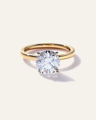 Quince Quince | Women's Lab Grown Diamond Round Comfort Fit Engagement Ring 2.5ct in Yellow Gold in Yellow Gold — Women Winter Accessories