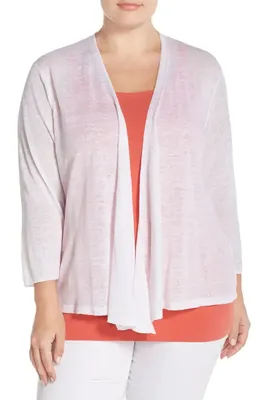 NIC+ZOE NIC+ZOE '4-Way' Three Quarter Sleeve Convertible Cardigan in Paper White — Women Spring white Tops