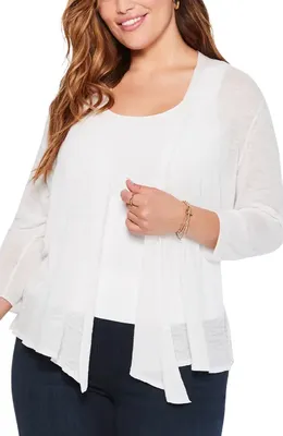 NIC+ZOE NIC+ZOE '4-Way' Three Quarter Sleeve Convertible Cardigan in Paper White — Women Spring white Tops