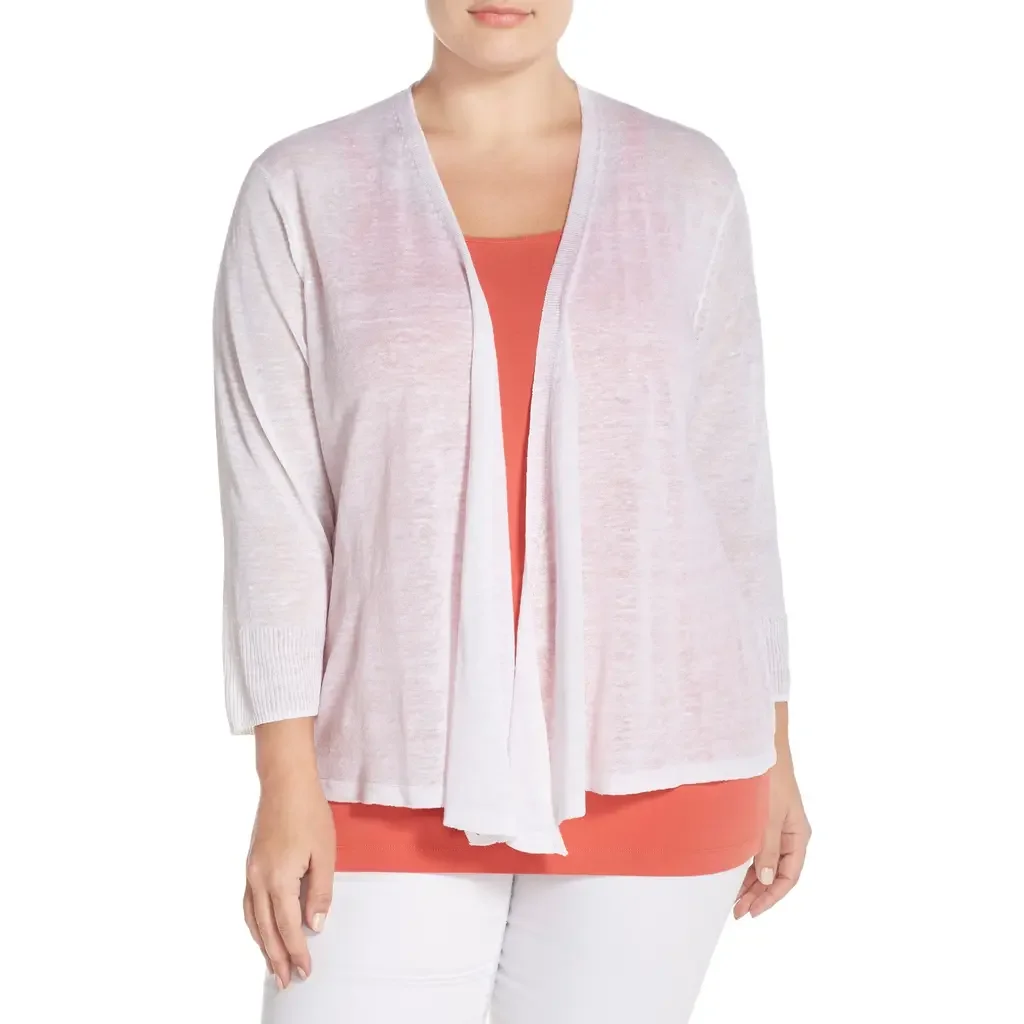 NIC+ZOE NIC+ZOE '4-Way' Three Quarter Sleeve Convertible Cardigan in Paper White — Women Spring white Tops