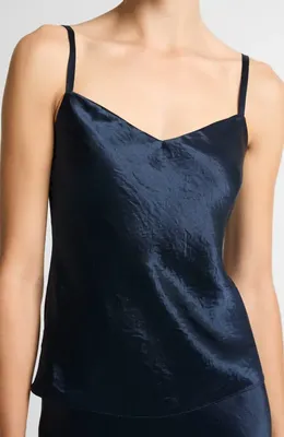 Vince Vince Crinkle Satin Camisole in Coastal — Women Summer teal Tops