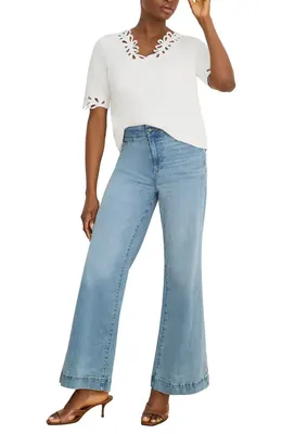 NIC+ZOE NIC+ZOE Rococo Soutache Embroidered Trim Top in Paper White — Women Spring white Blouses