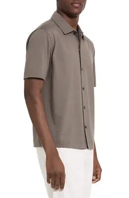Theory Theory Relaxed Short Sleeve Button-Up Shirt in Morel - 2My — Men Winter grey Tops