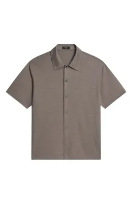 Theory Theory Relaxed Short Sleeve Button-Up Shirt in Morel - 2My — Men Winter grey Tops