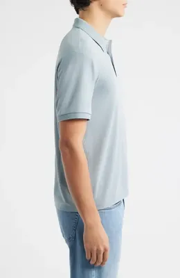rag & bone rag & bone Slim Fit Tech Piqué Polo in Sea — Men Summer silver Polos