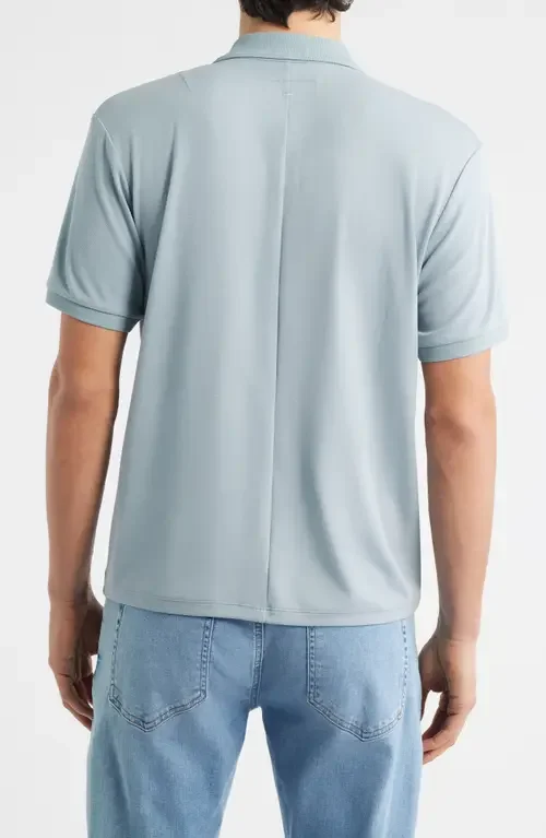 rag & bone rag & bone Slim Fit Tech Piqué Polo in Sea — Men Summer silver Polos