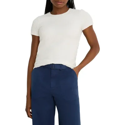 NIC+ZOE NIC+ZOE Crinkle Texture T-Shirt in Paper White — Women Winter white Tops