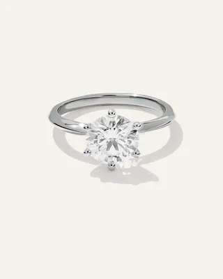 Quince Quince Women's Lab Grown Diamond Round Six Prong Knife Edge Engagement Ring 2ct in Platinum — Women Summer white Accessories