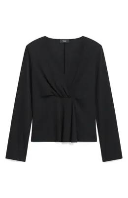 Theory Theory Gathered Neck Knit Top in Black — Women Winter black Outerwear