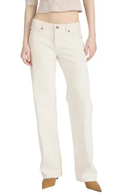 FRAME FRAME The Saturday Low Rise Relaxed Straight Leg Jeans in Shell — Women Spring white Pants