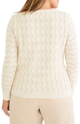 NIC+ZOE NIC+ZOE Alto Knit Sweater in Neutral Multi — Women Spring white Tops