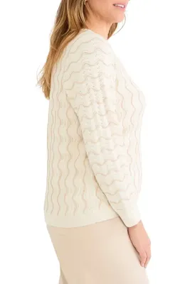 NIC+ZOE NIC+ZOE Alto Knit Sweater in Neutral Multi — Women Spring white Tops