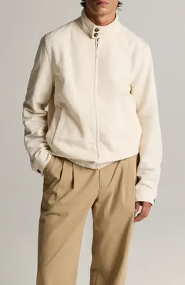 Vince Vince Cotton & Linen Bomber Jacket in Blanco — Men Spring white Outerwear