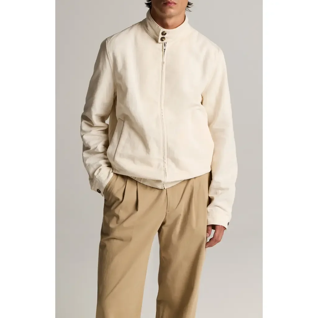 Vince Vince Cotton & Linen Bomber Jacket in Blanco — Men Spring white Outerwear