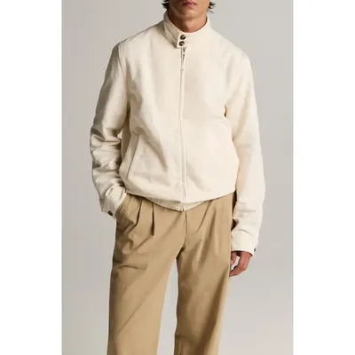Vince Vince Cotton & Linen Bomber Jacket in Blanco — Men Spring white Outerwear