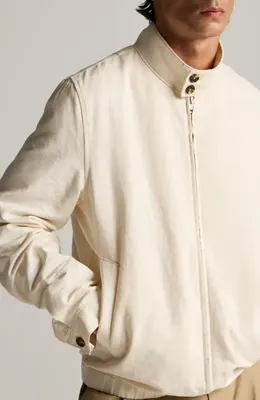 Vince Vince Cotton & Linen Bomber Jacket in Blanco — Men Spring white Outerwear