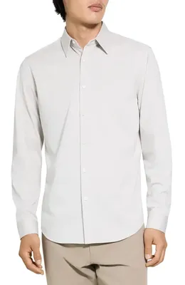 Theory Theory Sylvain ND Structure Knit Button-Up Shirt in Silver Cloud - Uqa — Men Winter white Tops