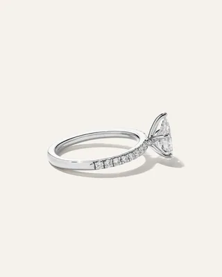 Quince Quince | Women's Lab Grown Diamond Pear Petite Pave Engagement Ring 1ct in Platinum in White Gold — Women Summer white Accessories