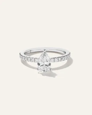 Quince Quince | Women's Lab Grown Diamond Pear Petite Pave Engagement Ring 1ct in Platinum in White Gold — Women Summer white Accessories
