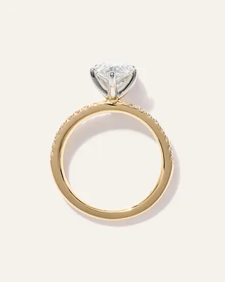Quince Quince | Women's Lab Grown Diamond Pear Petite Pave Engagement Ring 2.5ct in Yellow Gold — Women Spring gold Accessories
