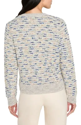NIC+ZOE NIC+ZOE Always Shining Metallic Cotton Blend Cardigan in Ivory/blue — Women Summer white Outerwear