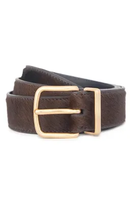 Vince Vince Genuine Calf Hair Belt in Cacao Brown — Women Autumn chocolate Accessories