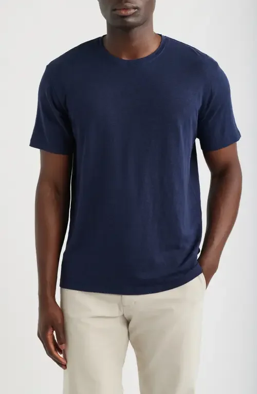 AG AG Bryce Crewneck Stretch Linen T-Shirt in Deep Navy — Men Winter navy Tops