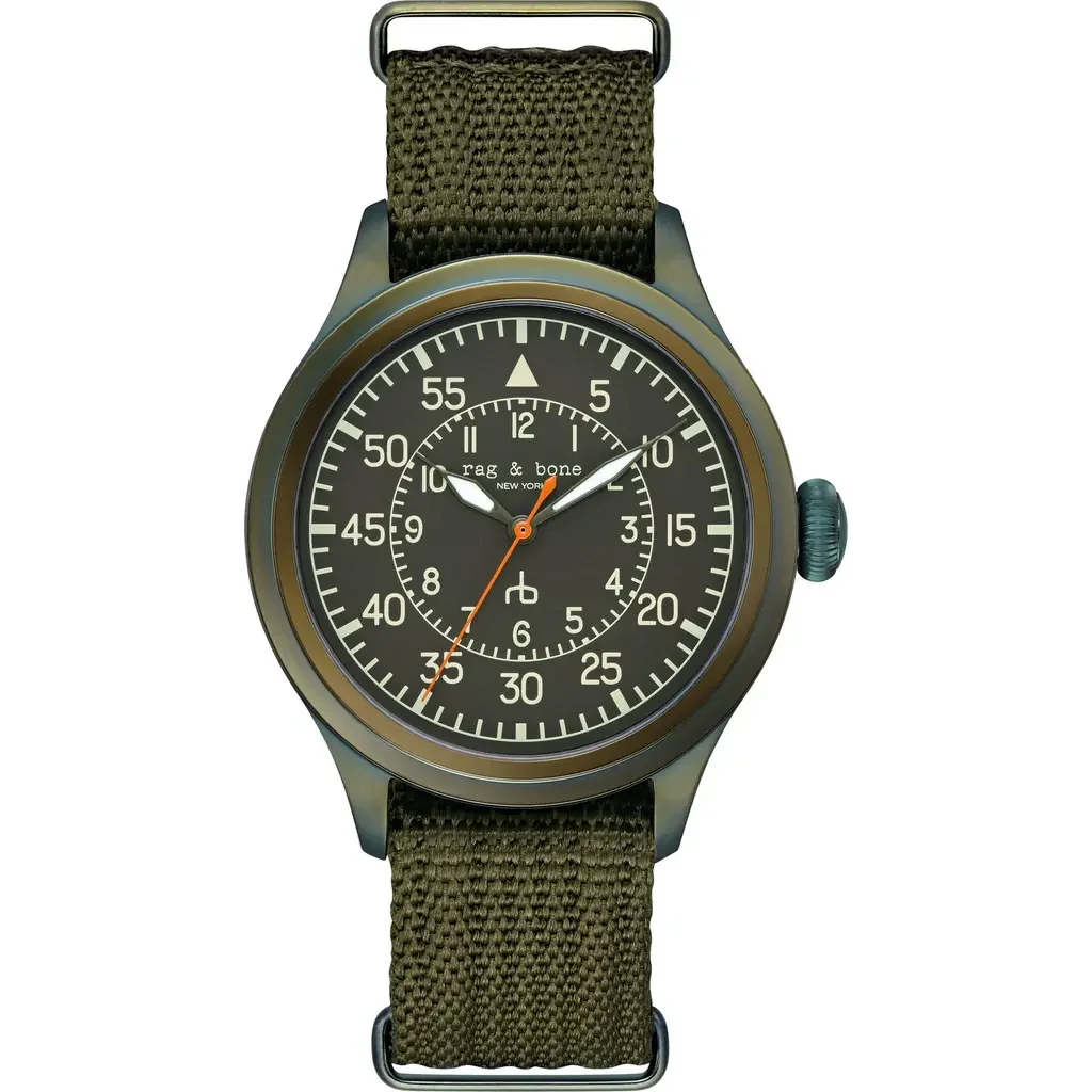 rag & bone rag & bone Archer Pilot Watch in Black — Men Autumn green Accessories