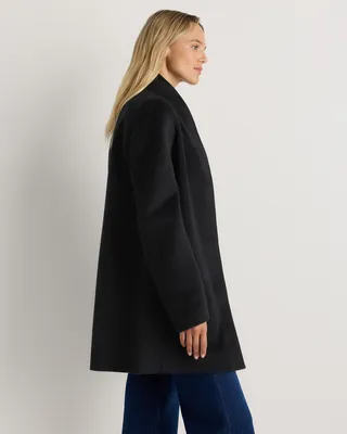 Quince Quince | Women's 100% Mongolian Cashmere Double-Faced Cocoon Coat in Black — Women Winter black Overcoats