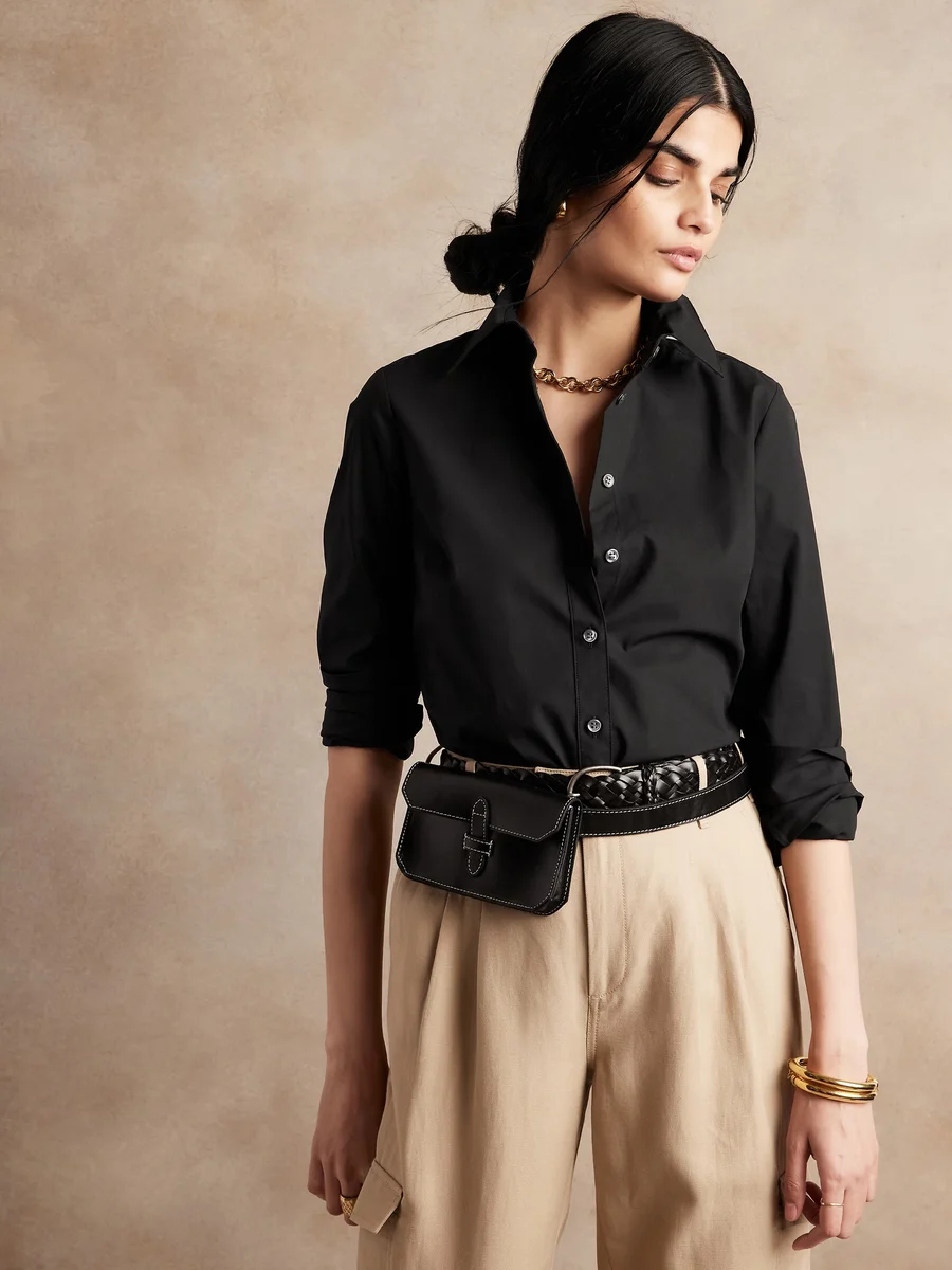 Unknown Riley Ii Tailored Shirt in Black — Women Winter black Button-Down Shirts