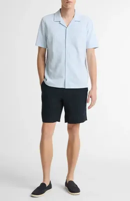 Vince Vince Stripe Seersucker Button Down Top in Rainwater/optic White — Men Summer white Tops