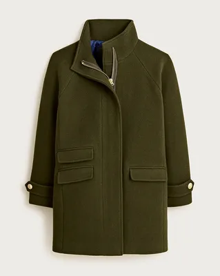 J.Crew Petite Toscana coat in Italian stadium-cloth wool blend in DARK MOSS — Women Autumn black Outerwear