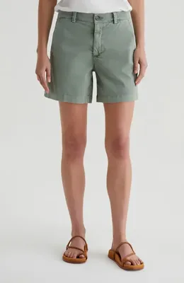 AG AG Jude Stretch Twill Shorts in Sulfur Matcha Latte — Women Autumn grey Shorts