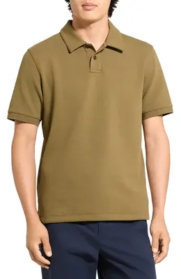 Theory Theory Delroy Double Piqué Polo in Duffle — Men Autumn tan Tops