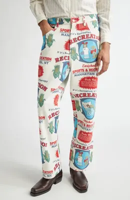 Bode Bode Enrichment Knolly Brook Trousers in White Multi — Men Spring ivory Pants