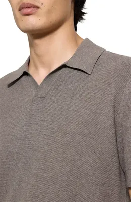 Theory Theory Brenan Johnny Collar Polo in Morel Melange — Men Autumn grey Tops