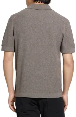 Theory Theory Brenan Johnny Collar Polo in Morel Melange — Men Autumn grey Tops