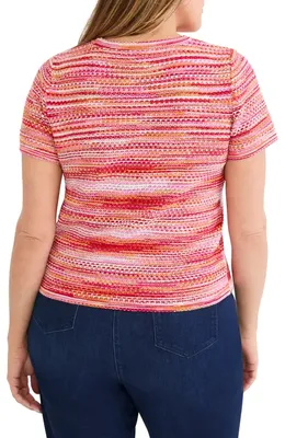 NIC+ZOE NIC+ZOE Space Dye Sweater in Red Multi — Women Spring red Tops