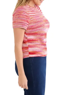 NIC+ZOE NIC+ZOE Space Dye Sweater in Red Multi — Women Spring red Tops