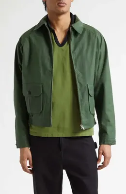 Bode Bode Waxed Cotton Coach's Jacket in Green — Men Autumn teal Outerwear
