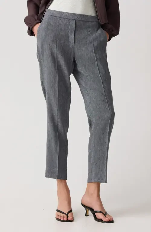 Theory Theory Treeca Linen Blend Pull-On Crop Pants in Ink Blue - Gge — Women Summer purple Trousers & Chinos