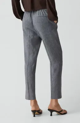 Theory Theory Treeca Linen Blend Pull-On Crop Pants in Ink Blue - Gge — Women Summer purple Trousers & Chinos