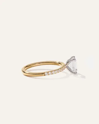 Quince Quince Women's Lab Grown Diamond Emerald Petite Pave Engagement Ring 1ct in Yellow Gold — Women Spring camel Accessories